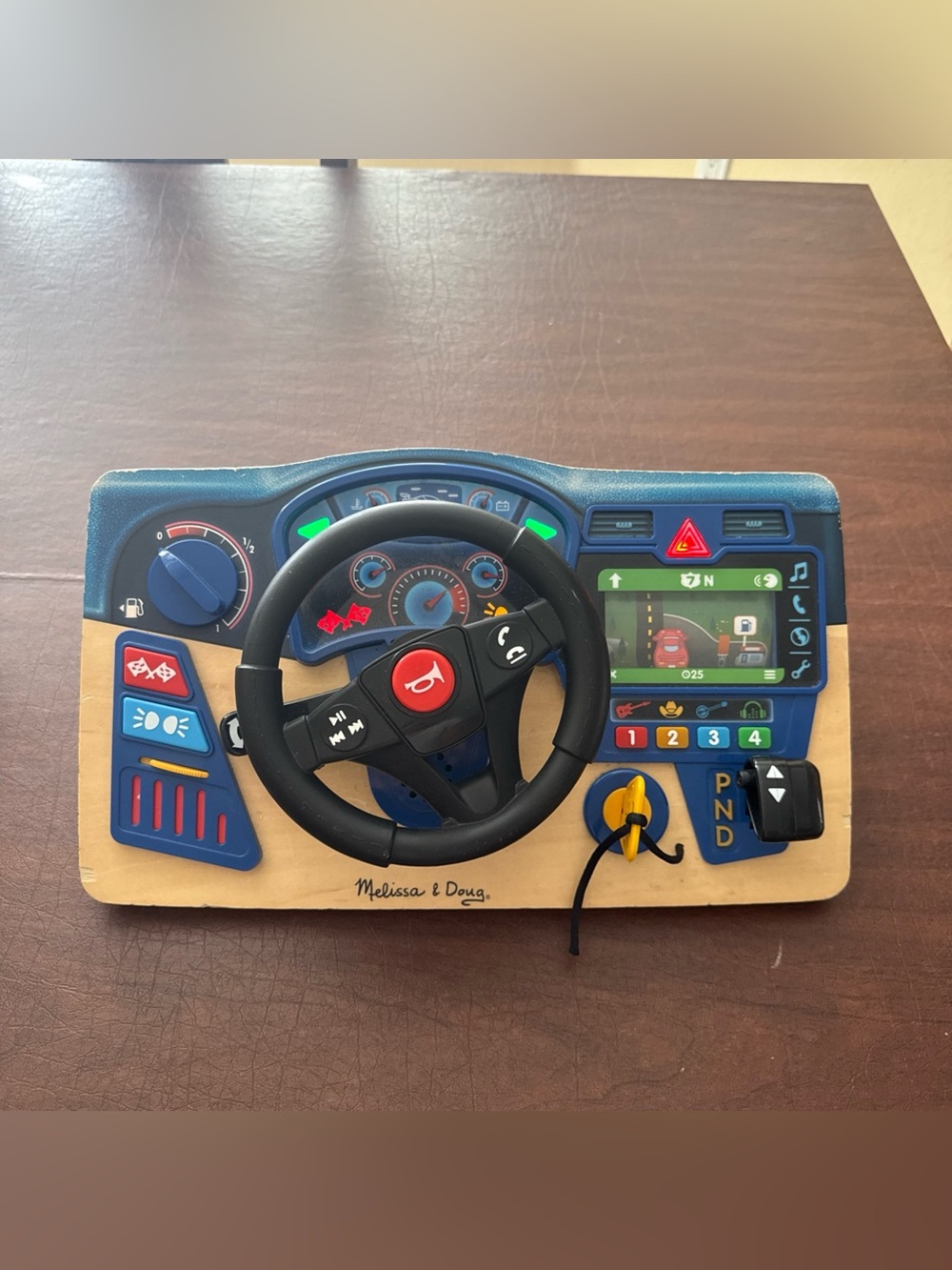 Melissa & Doug Vroom & Zoom Wooden Dashboard Steering Wheel Toy (tested-working)